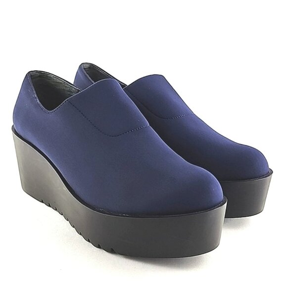 Donald Pliner Women's Cape Blue Black Wedge Platform Shoes Stretch Size 7.5M - Picture 3 of 16